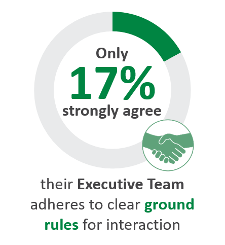 Only 17% strongly agree their Executive Team adheres to clear ground rules for interaction