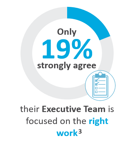 Only 19% strongly agree their Executive Team is focused on the right work